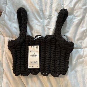 Zara textured cable knit crop top
